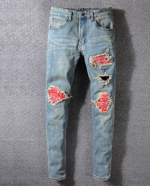 AMR RED FINE PATTERN JEANS